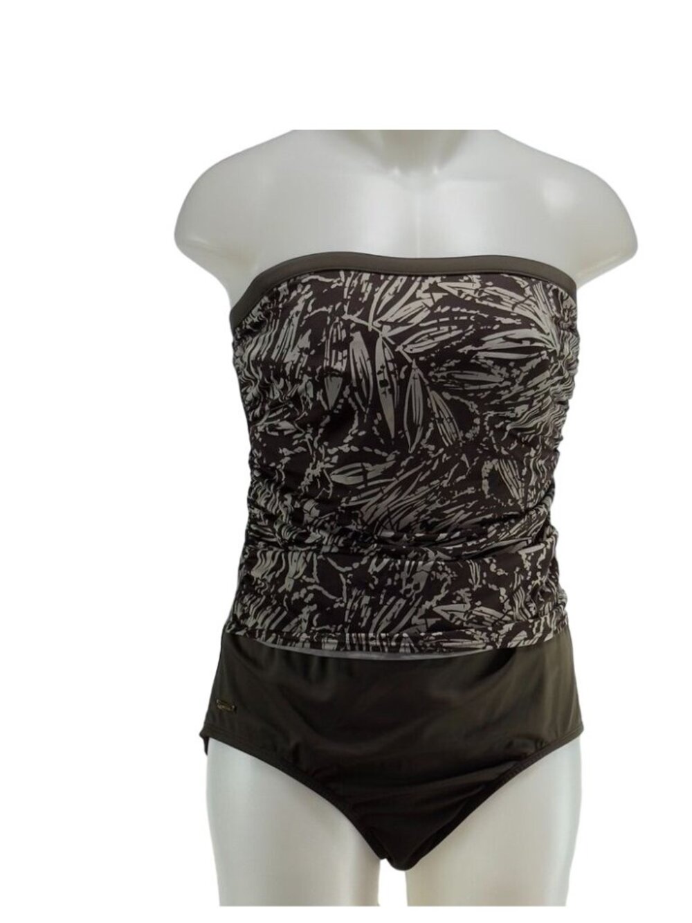 JANTZEN CLASSIC Women's Swimsuit 1-Piece Nylon Brown Floral Breathable Size 14